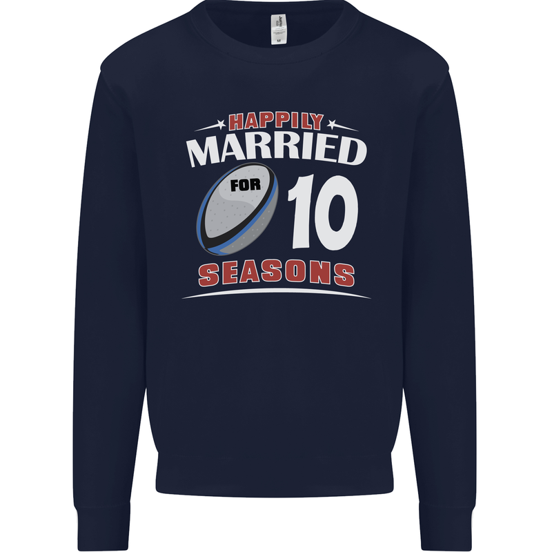 10 Year Wedding Anniversary 10th Rugby Mens Sweatshirt Jumper Navy Blue