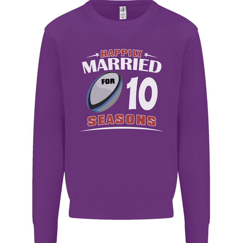 10 Year Wedding Anniversary 10th Rugby Mens Sweatshirt Jumper Purple