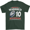 10 Year Wedding Anniversary 10th Rugby Mens T-Shirt 100% Cotton Forest Green