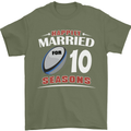 10 Year Wedding Anniversary 10th Rugby Mens T-Shirt 100% Cotton Military Green