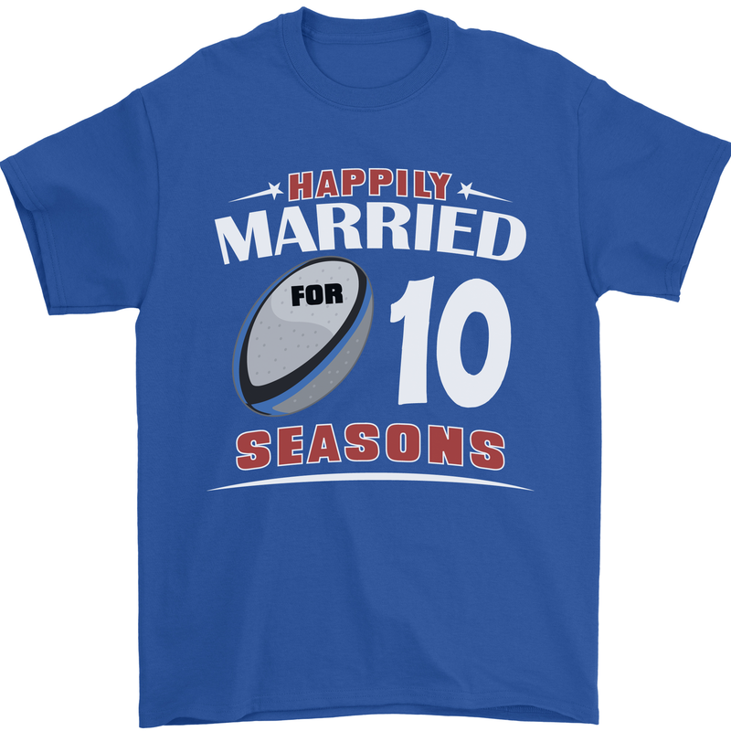 10 Year Wedding Anniversary 10th Rugby Mens T-Shirt 100% Cotton Royal Blue