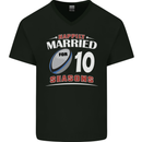 10 Year Wedding Anniversary 10th Rugby Mens V-Neck Cotton T-Shirt Black