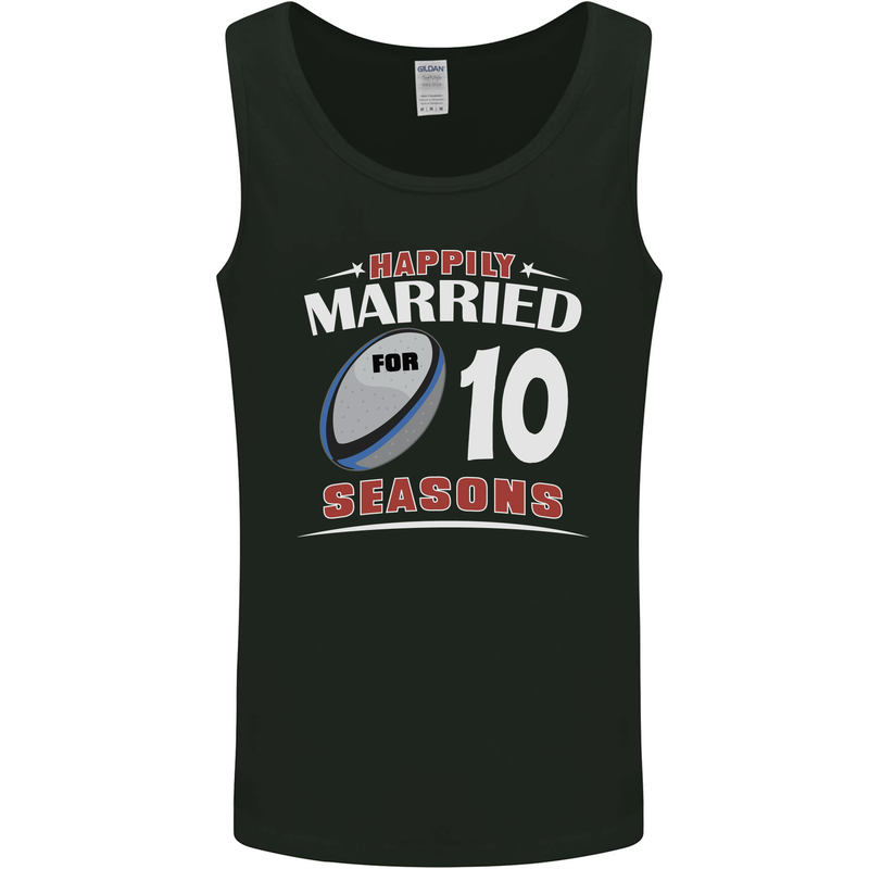 10 Year Wedding Anniversary 10th Rugby Mens Vest Tank Top Black