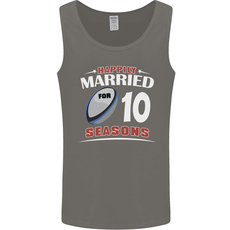 10 Year Wedding Anniversary 10th Rugby Mens Vest Tank Top Charcoal