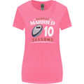 10 Year Wedding Anniversary 10th Rugby Womens Wider Cut T-Shirt Azalea