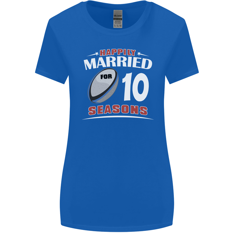 10 Year Wedding Anniversary 10th Rugby Womens Wider Cut T-Shirt Royal Blue