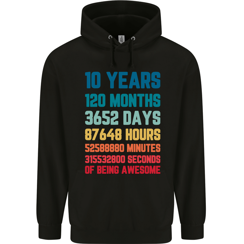 10th Birthday 10 Year Old Childrens Kids Hoodie Black