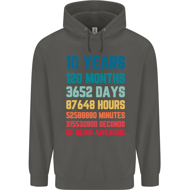 10th Birthday 10 Year Old Childrens Kids Hoodie Storm Grey