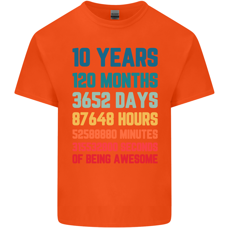 10th Birthday 10 Year Old Kids T-Shirt Childrens Orange