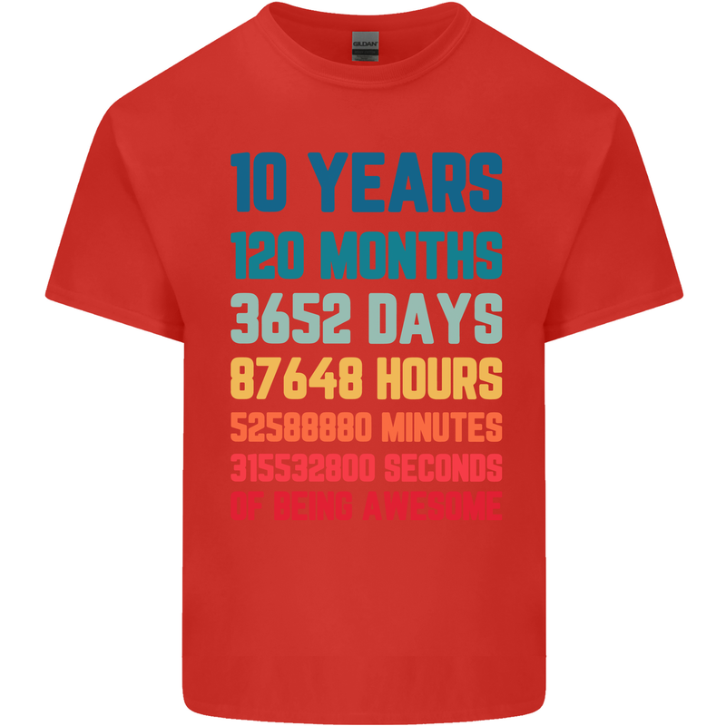 10th Birthday 10 Year Old Kids T-Shirt Childrens Red