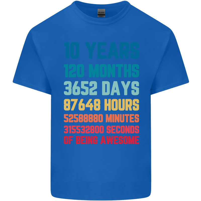 10th Birthday 10 Year Old Kids T-Shirt Childrens Royal Blue