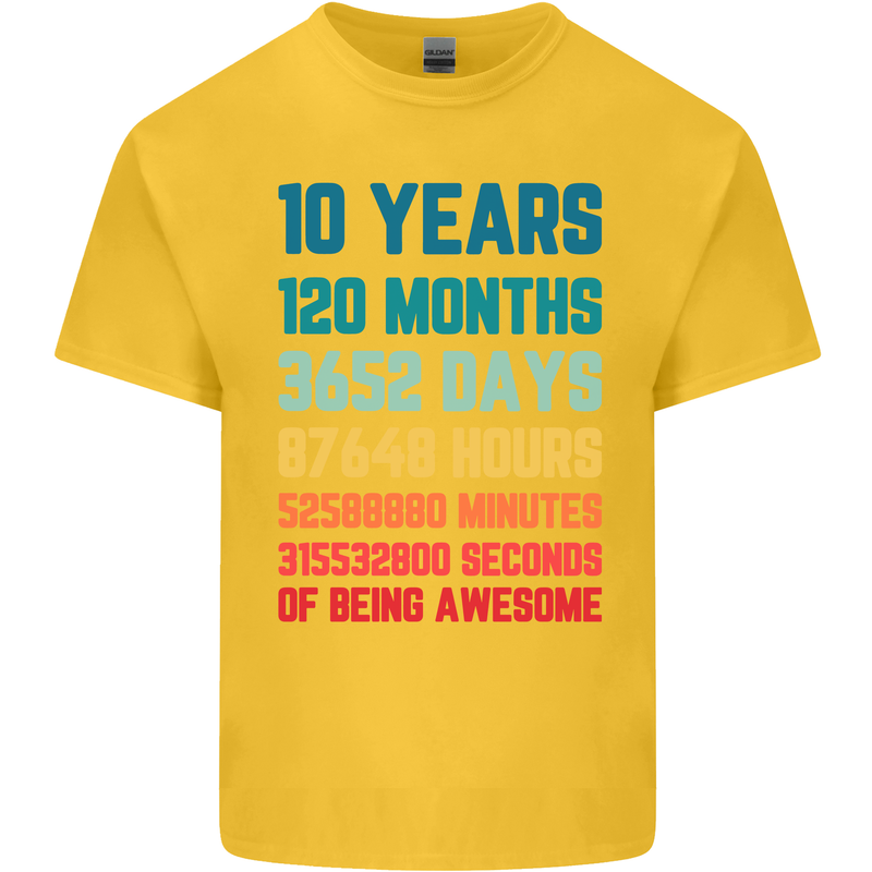10th Birthday 10 Year Old Kids T-Shirt Childrens Yellow