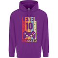 10th Birthday 10 Year Old Level Up Gamming Childrens Kids Hoodie Purple