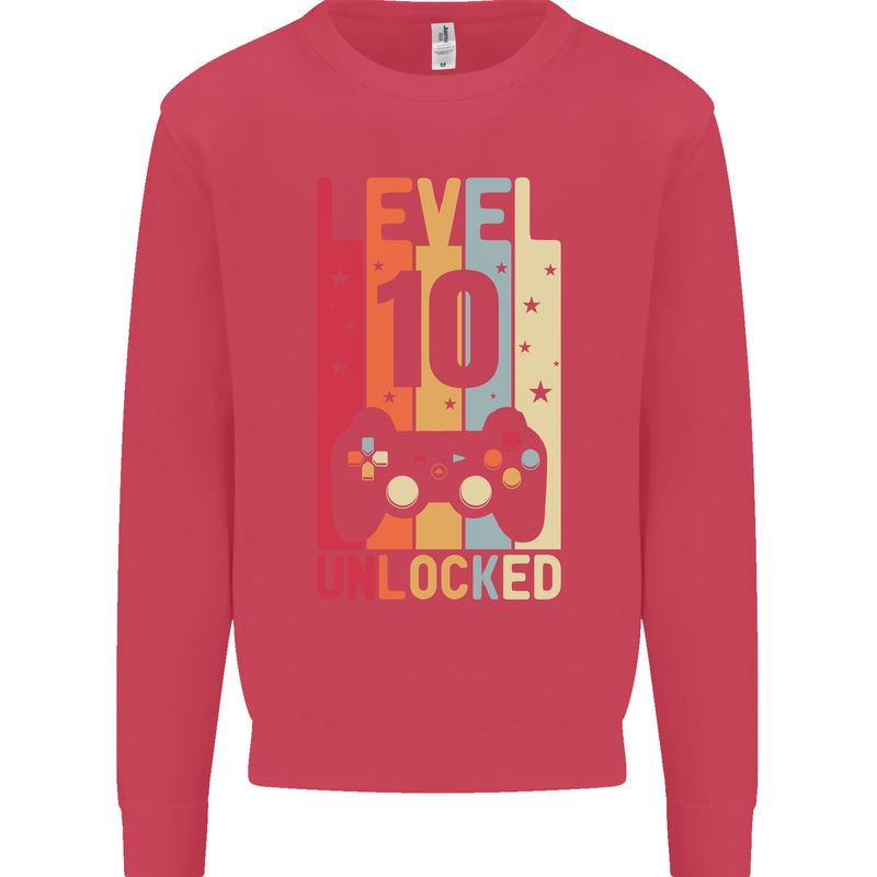 10th Birthday 10 Year Old Level Up Gamming Kids Sweatshirt Jumper Heliconia