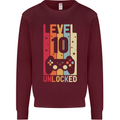10th Birthday 10 Year Old Level Up Gamming Kids Sweatshirt Jumper Maroon