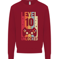10th Birthday 10 Year Old Level Up Gamming Kids Sweatshirt Jumper Red