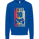 10th Birthday 10 Year Old Level Up Gamming Kids Sweatshirt Jumper Royal Blue