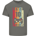 10th Birthday 10 Year Old Level Up Gamming Kids T-Shirt Childrens Charcoal