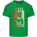 10th Birthday 10 Year Old Level Up Gamming Kids T-Shirt Childrens Irish Green