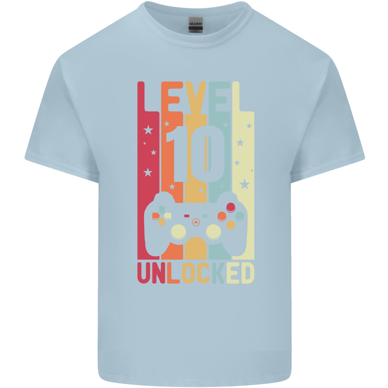 10th Birthday 10 Year Old Level Up Gamming Kids T-Shirt Childrens Light Blue