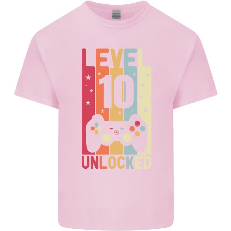 10th Birthday 10 Year Old Level Up Gamming Kids T-Shirt Childrens Light Pink