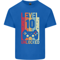10th Birthday 10 Year Old Level Up Gamming Kids T-Shirt Childrens Royal Blue