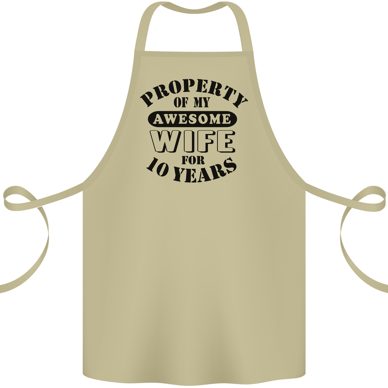 10th Wedding Anniversary 10 Year Funny Wife Cotton Apron 100% Organic Khaki