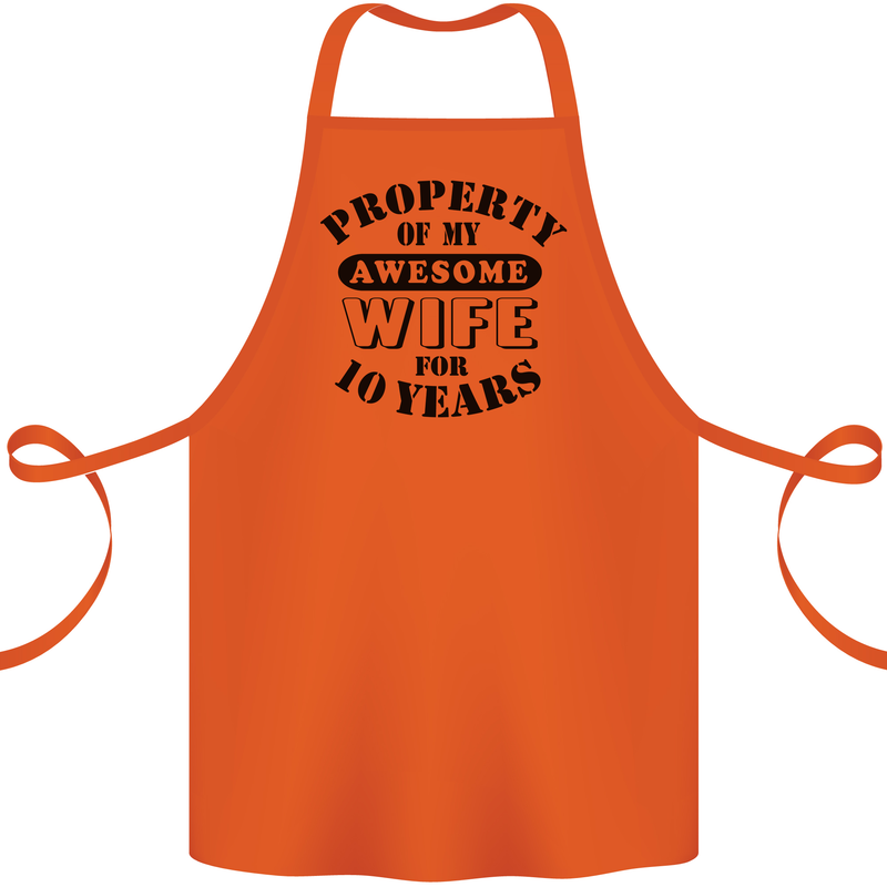 10th Wedding Anniversary 10 Year Funny Wife Cotton Apron 100% Organic Orange