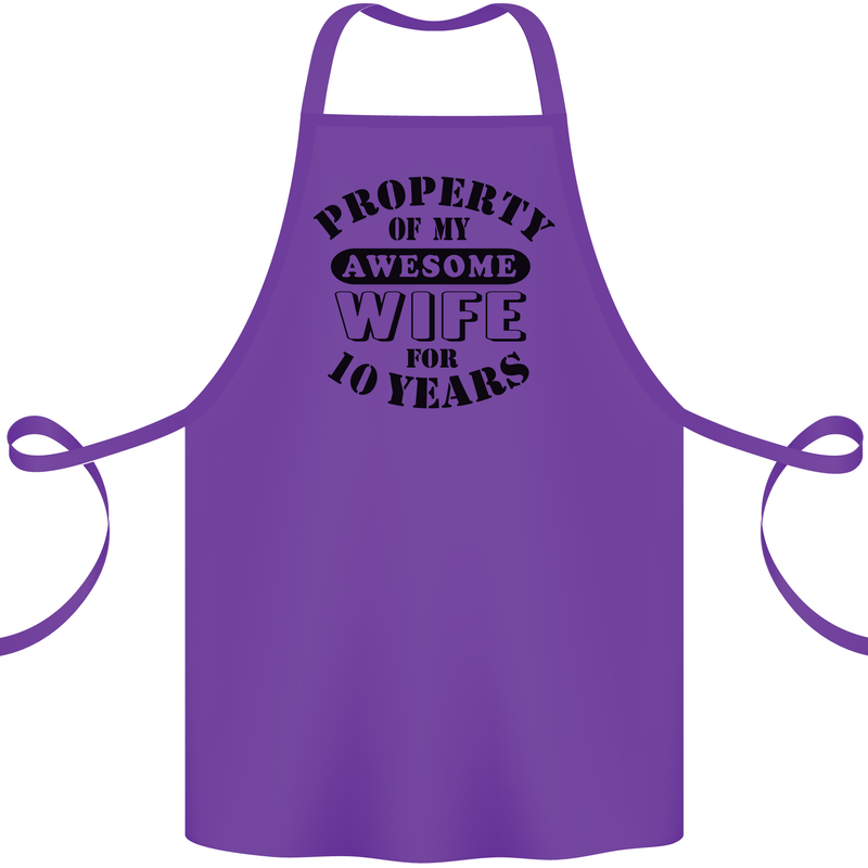 10th Wedding Anniversary 10 Year Funny Wife Cotton Apron 100% Organic Purple