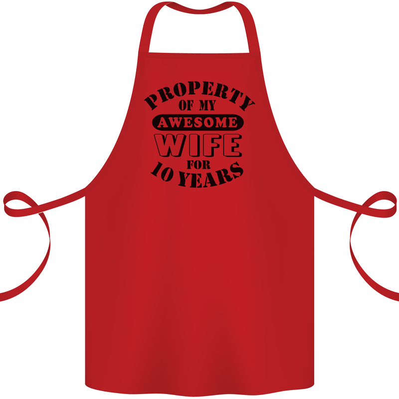 10th Wedding Anniversary 10 Year Funny Wife Cotton Apron 100% Organic Red