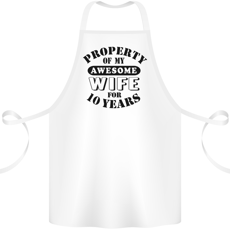 10th Wedding Anniversary 10 Year Funny Wife Cotton Apron 100% Organic White