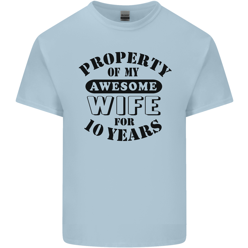 10th Wedding Anniversary 10 Year Funny Wife Mens Cotton T-Shirt Tee Top Light Blue