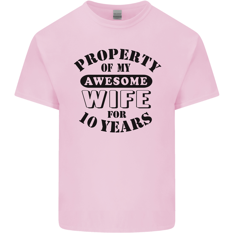10th Wedding Anniversary 10 Year Funny Wife Mens Cotton T-Shirt Tee Top Light Pink
