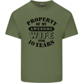 10th Wedding Anniversary 10 Year Funny Wife Mens Cotton T-Shirt Tee Top Military Green