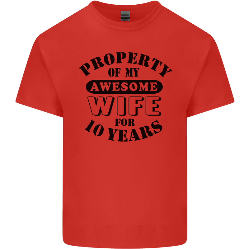 10th Wedding Anniversary 10 Year Funny Wife Mens Cotton T-Shirt Tee Top Red