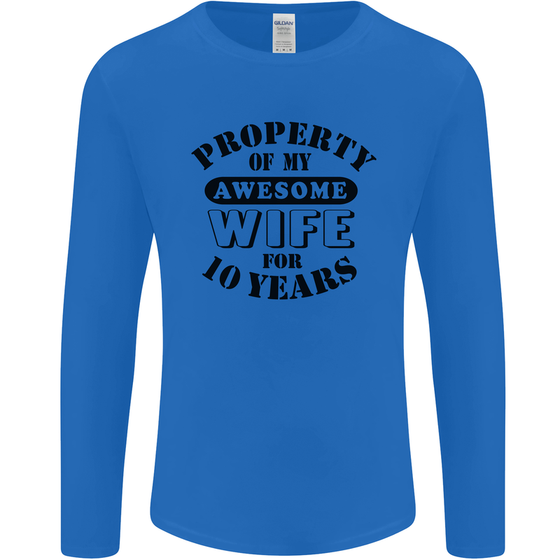 10th Wedding Anniversary 10 Year Funny Wife Mens Long Sleeve T-Shirt Royal Blue