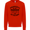 10th Wedding Anniversary 10 Year Funny Wife Mens Sweatshirt Jumper Bright Red