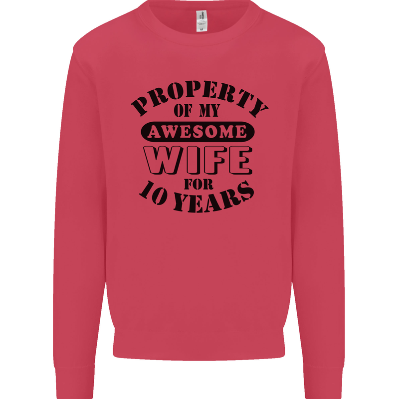 10th Wedding Anniversary 10 Year Funny Wife Mens Sweatshirt Jumper Heliconia