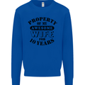 10th Wedding Anniversary 10 Year Funny Wife Mens Sweatshirt Jumper Royal Blue