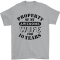 10th Wedding Anniversary 10 Year Funny Wife Mens T-Shirt 100% Cotton Sports Grey