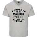 10th Wedding Anniversary 10 Year Funny Wife Mens V-Neck Cotton T-Shirt Sports Grey