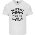 10th Wedding Anniversary 10 Year Funny Wife Mens V-Neck Cotton T-Shirt White