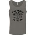 10th Wedding Anniversary 10 Year Funny Wife Mens Vest Tank Top Charcoal
