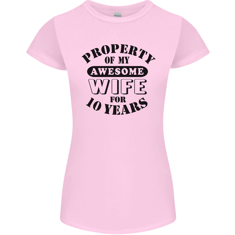 10th Wedding Anniversary 10 Year Funny Wife Womens Petite Cut T-Shirt Light Pink