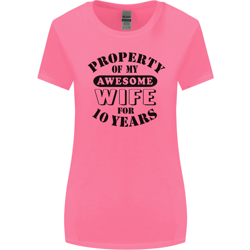 10th Wedding Anniversary 10 Year Funny Wife Womens Wider Cut T-Shirt Azalea