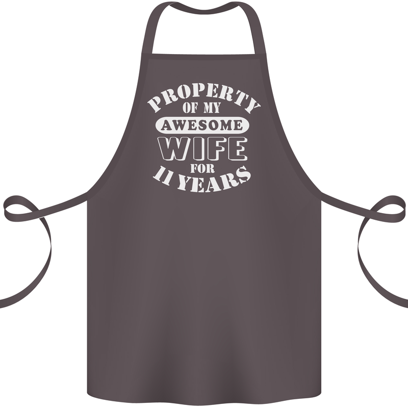 11 Year Wedding Anniversary 11th Funny Wife Cotton Apron 100% Organic Dark Grey