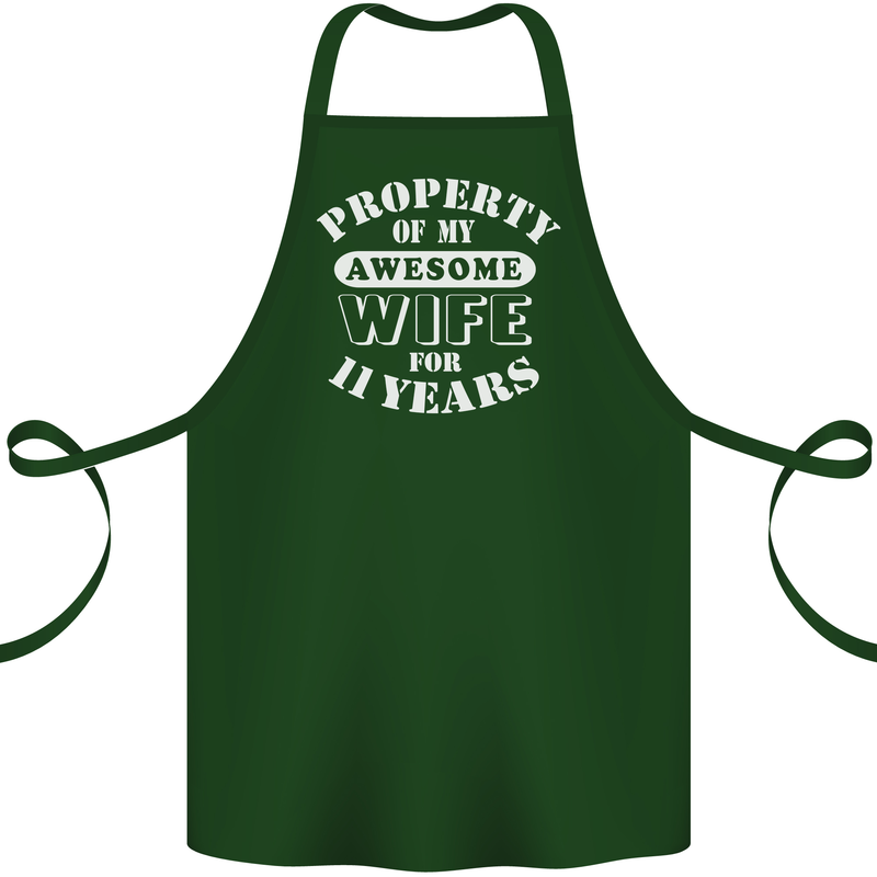 11 Year Wedding Anniversary 11th Funny Wife Cotton Apron 100% Organic Forest Green