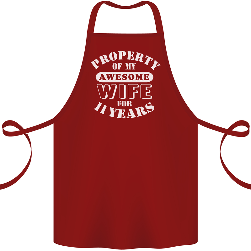 11 Year Wedding Anniversary 11th Funny Wife Cotton Apron 100% Organic Maroon