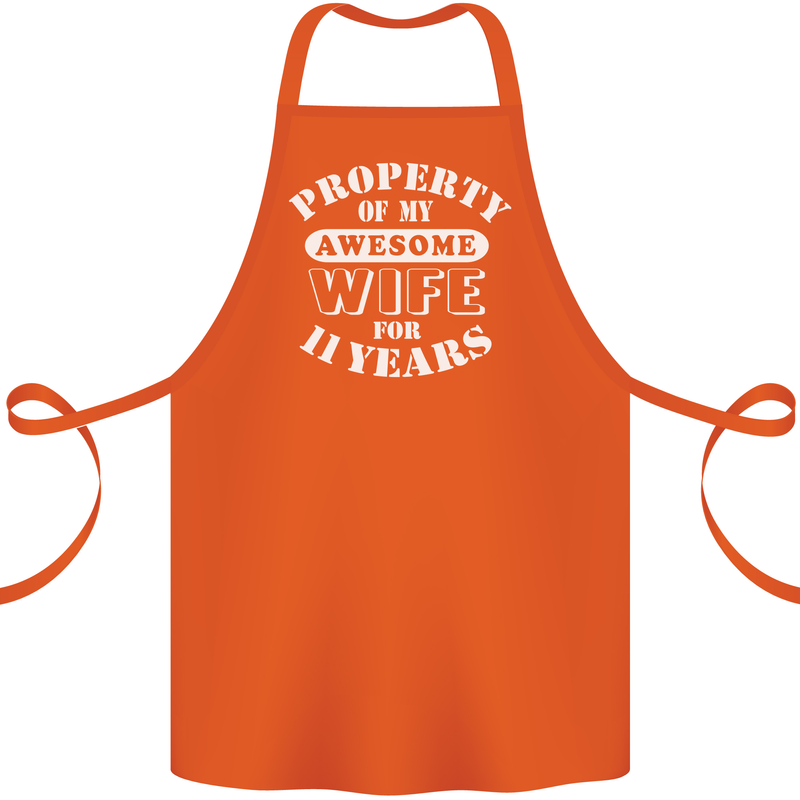 11 Year Wedding Anniversary 11th Funny Wife Cotton Apron 100% Organic Orange