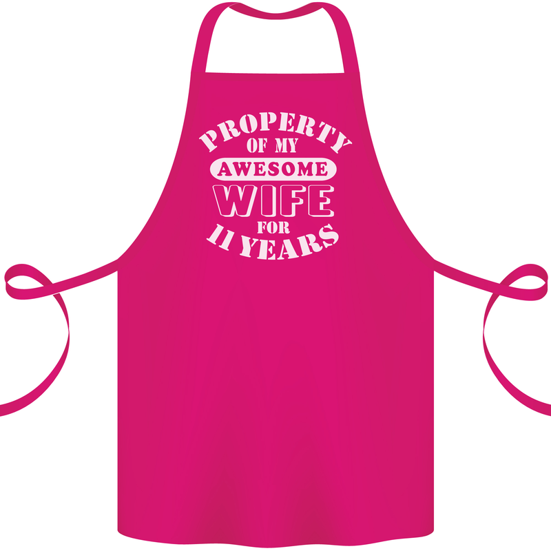 11 Year Wedding Anniversary 11th Funny Wife Cotton Apron 100% Organic Pink